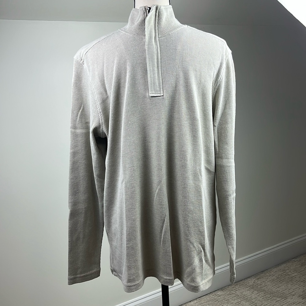 Spring + Mercer Men’s L Tan Quarter Zip Mock Neck Cotton Blend Sweater